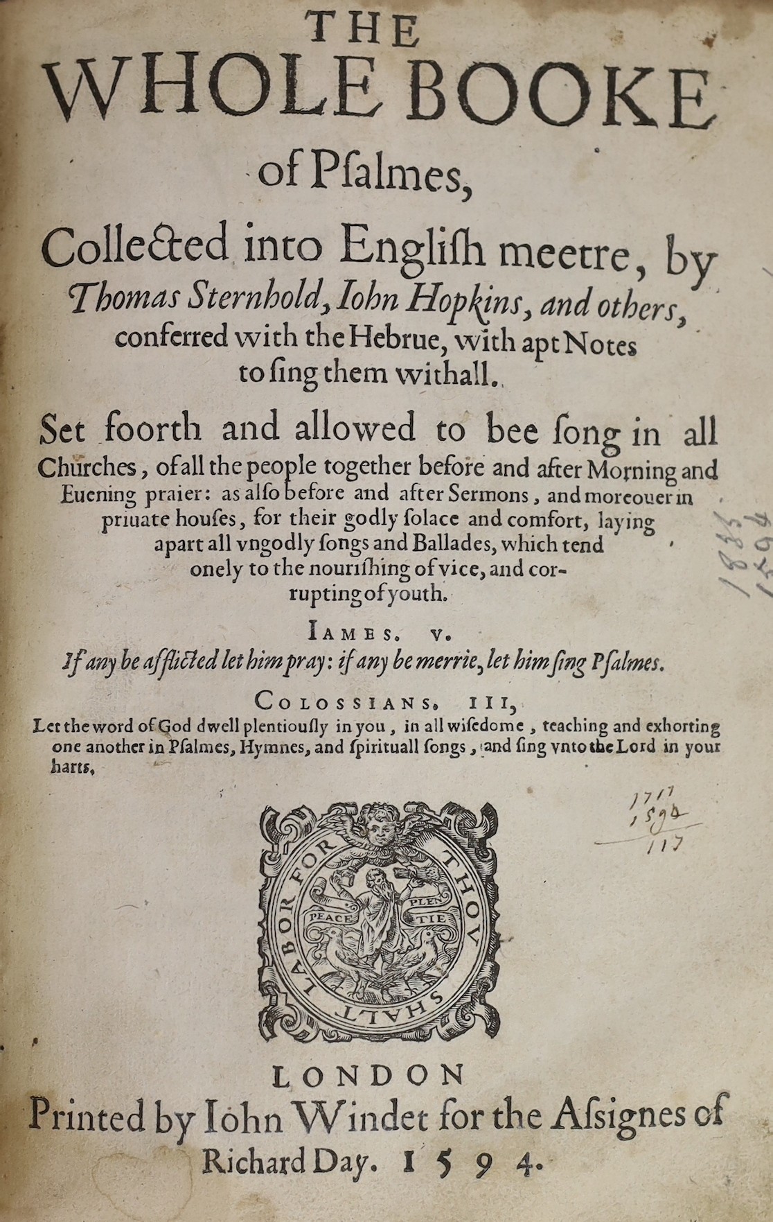 [Sixteenth Century Geneva Bible with Tomson's New Testament] The Bible: that is, the Holy Scriptures conteined in the Olde and New Testament... With most profitable Annotations... title with engraved headpiece and 'open